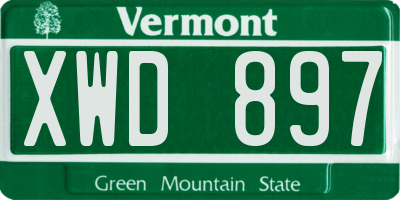 VT license plate XWD897