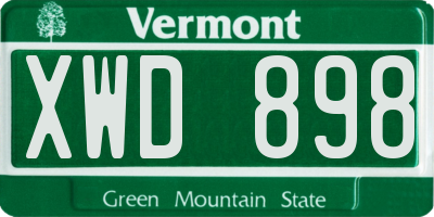 VT license plate XWD898