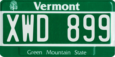 VT license plate XWD899