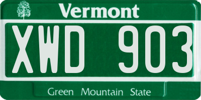 VT license plate XWD903