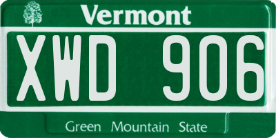 VT license plate XWD906