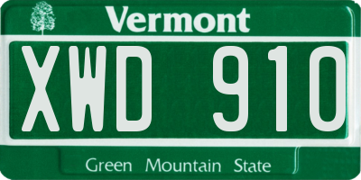 VT license plate XWD910