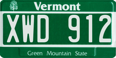 VT license plate XWD912