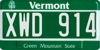 VT license plate XWD914