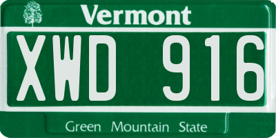 VT license plate XWD916