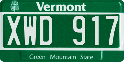 VT license plate XWD917