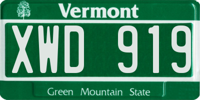 VT license plate XWD919