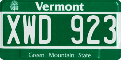 VT license plate XWD923