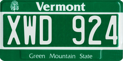 VT license plate XWD924