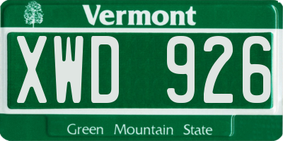 VT license plate XWD926