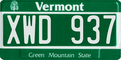 VT license plate XWD937