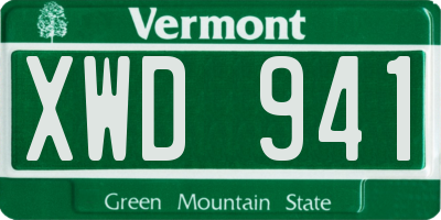 VT license plate XWD941