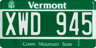 VT license plate XWD945