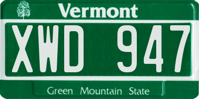 VT license plate XWD947