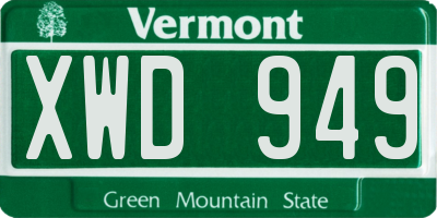 VT license plate XWD949