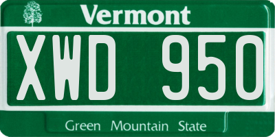 VT license plate XWD950