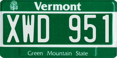 VT license plate XWD951
