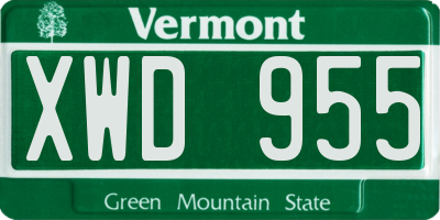 VT license plate XWD955