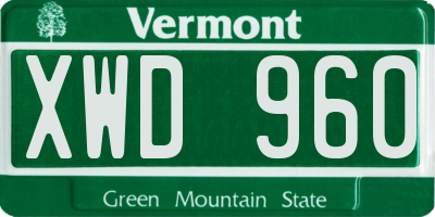 VT license plate XWD960