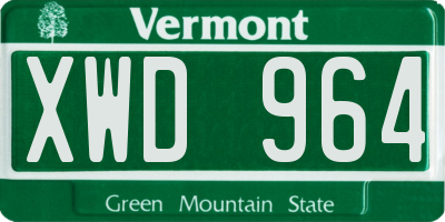 VT license plate XWD964