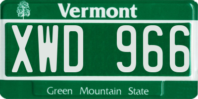 VT license plate XWD966