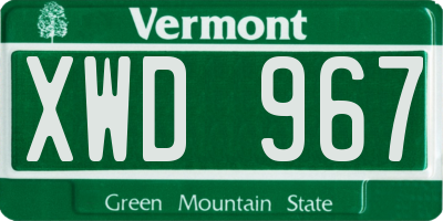 VT license plate XWD967