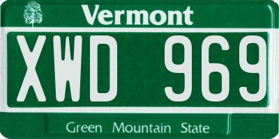 VT license plate XWD969
