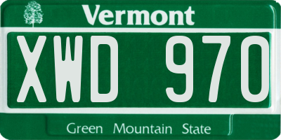 VT license plate XWD970