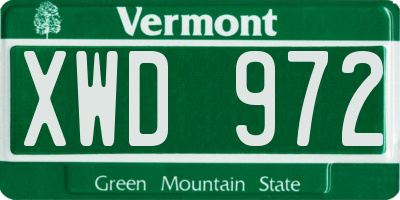 VT license plate XWD972