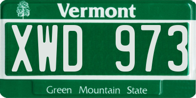 VT license plate XWD973