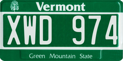 VT license plate XWD974