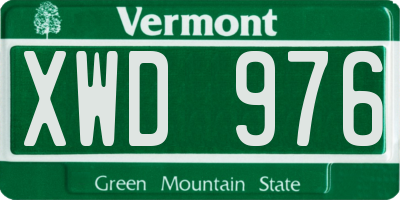 VT license plate XWD976