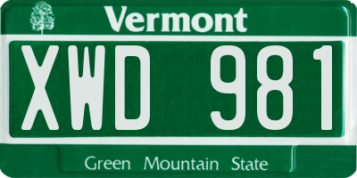 VT license plate XWD981