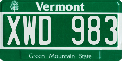 VT license plate XWD983