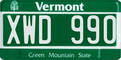 VT license plate XWD990