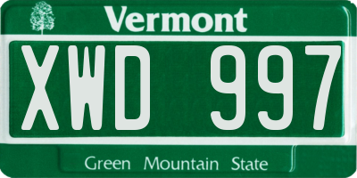 VT license plate XWD997