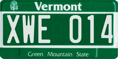 VT license plate XWE014