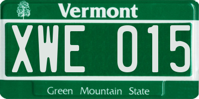 VT license plate XWE015