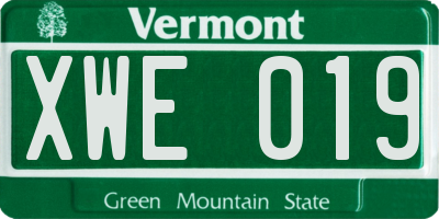 VT license plate XWE019