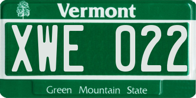 VT license plate XWE022