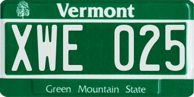 VT license plate XWE025