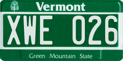 VT license plate XWE026