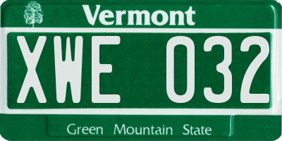 VT license plate XWE032