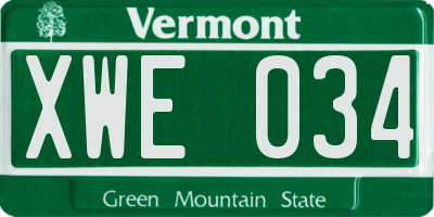 VT license plate XWE034