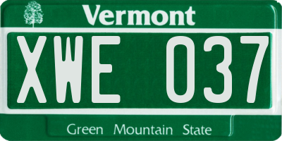 VT license plate XWE037