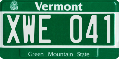 VT license plate XWE041