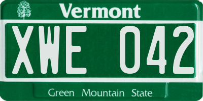 VT license plate XWE042
