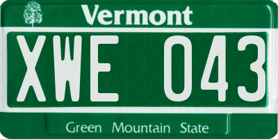 VT license plate XWE043