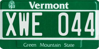 VT license plate XWE044
