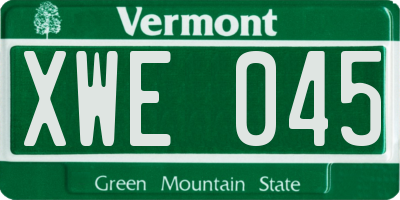 VT license plate XWE045